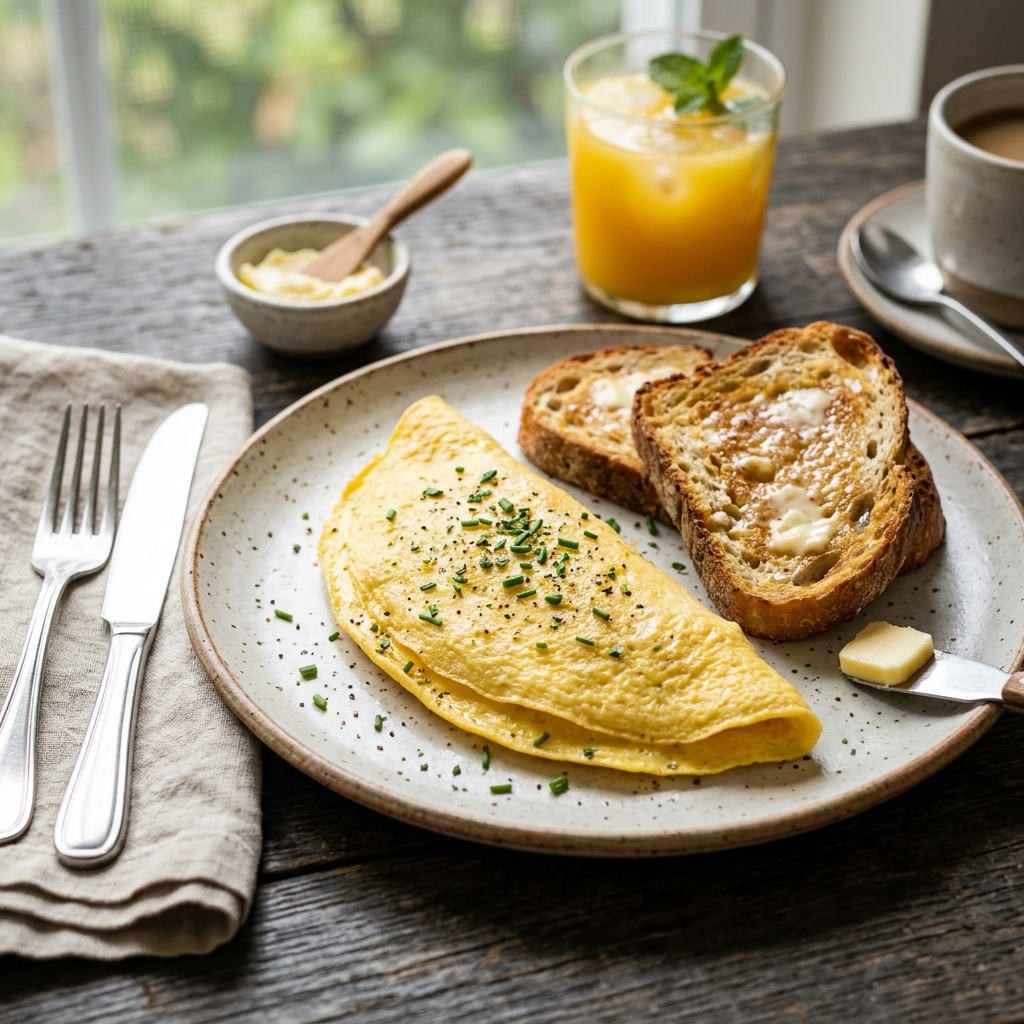 Plain Omelette with Butter Toast