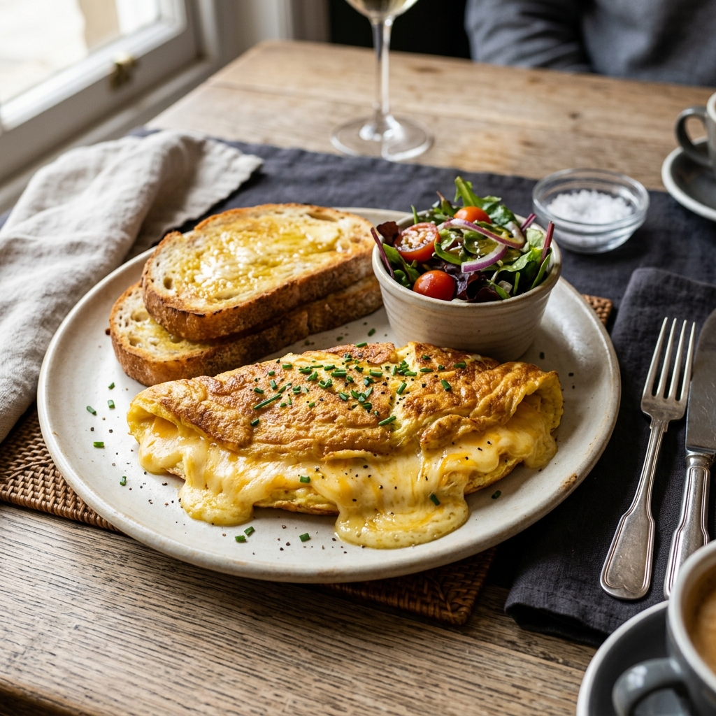 Cheese Omelette with Butter Toast